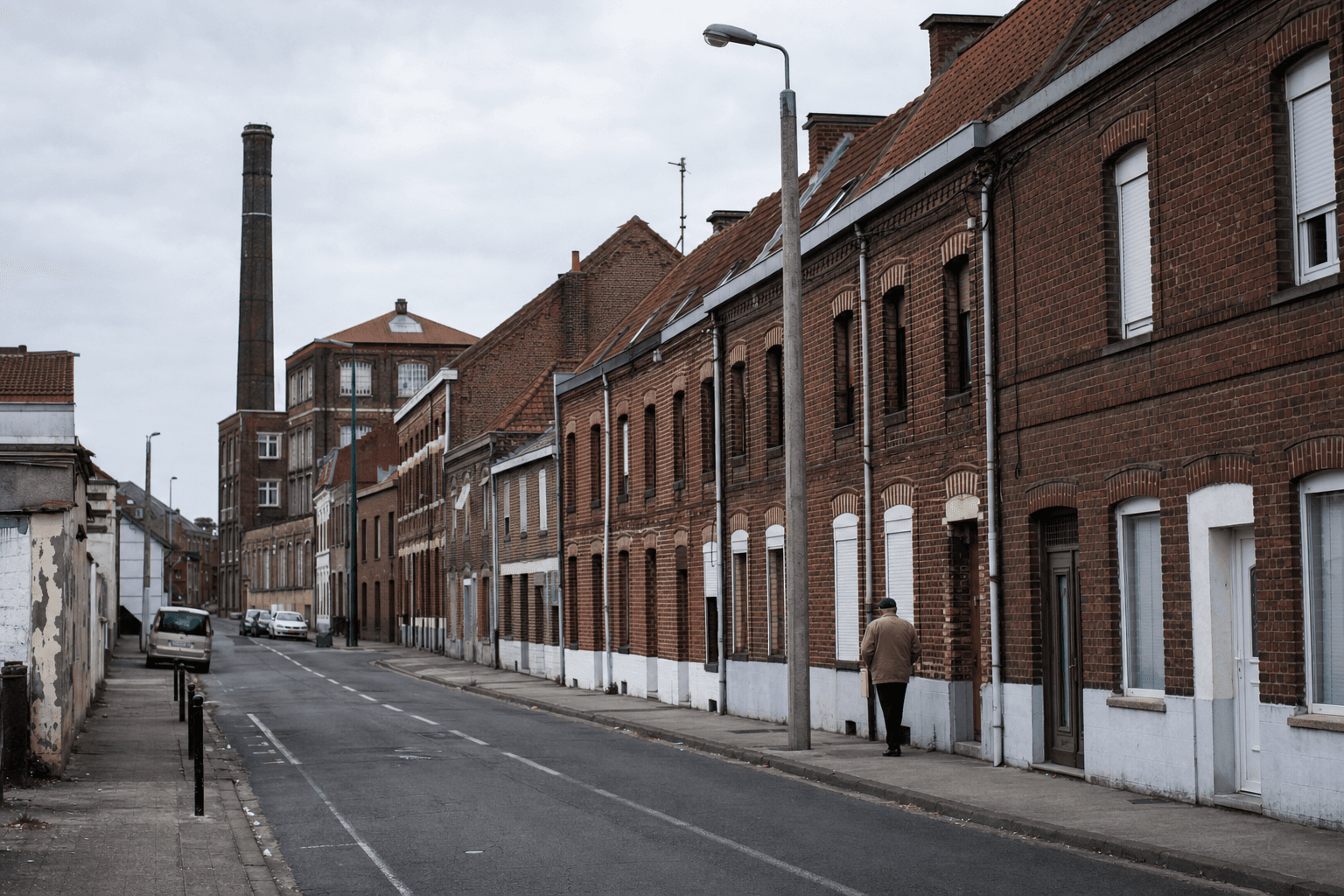 Quartier Moulins à Lille — maisons en brique et anciennes filatures textiles