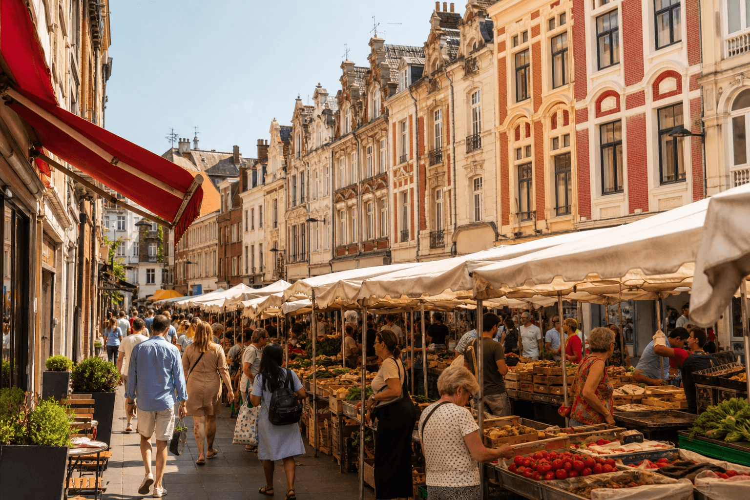 Quartier Wazemmes à Lille — marché et vie locale